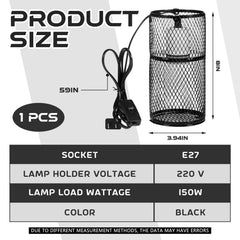 VIHOSE ceramic heat emitter-ready guard works with 150W heat sources for steady reptile warmth.