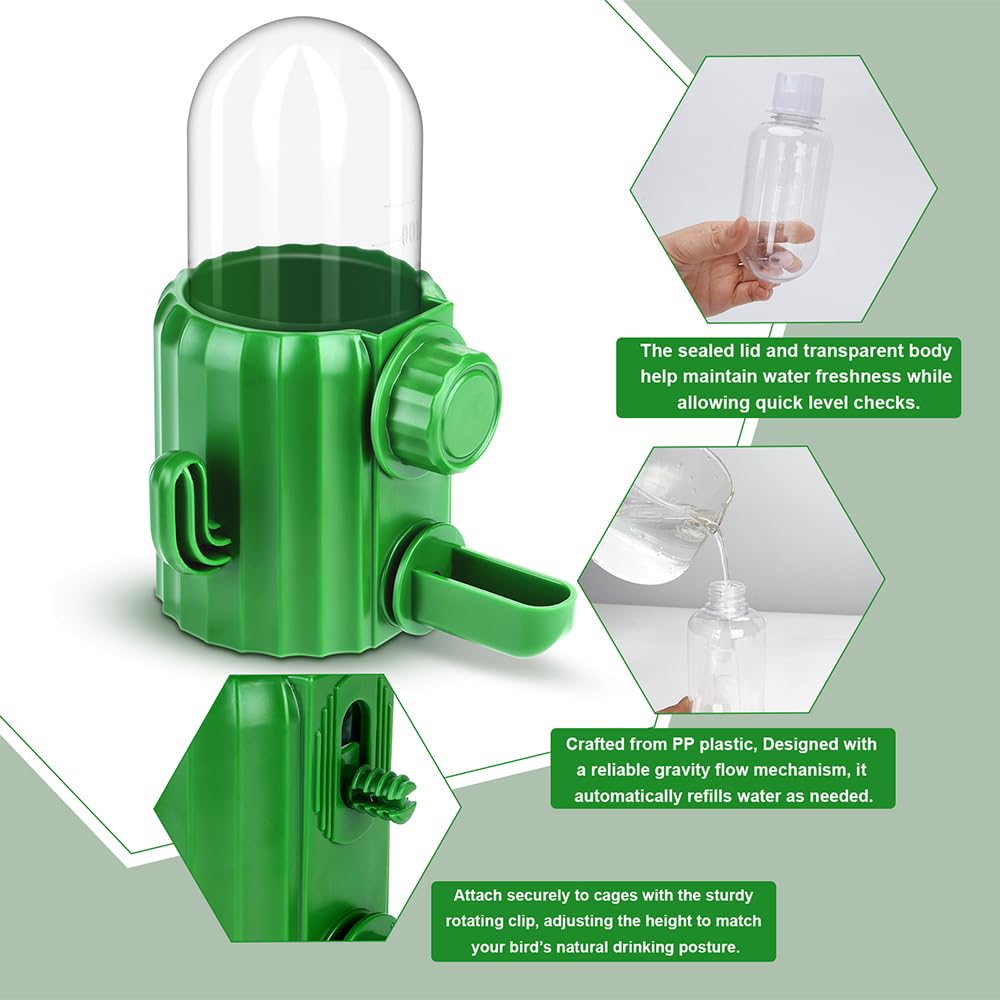 ViiWxx 250ml bird water dispenser easy to check water level.
