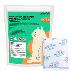 VIKOS 15-pack desiccant bags for cat feeder keep dry cat food fresh