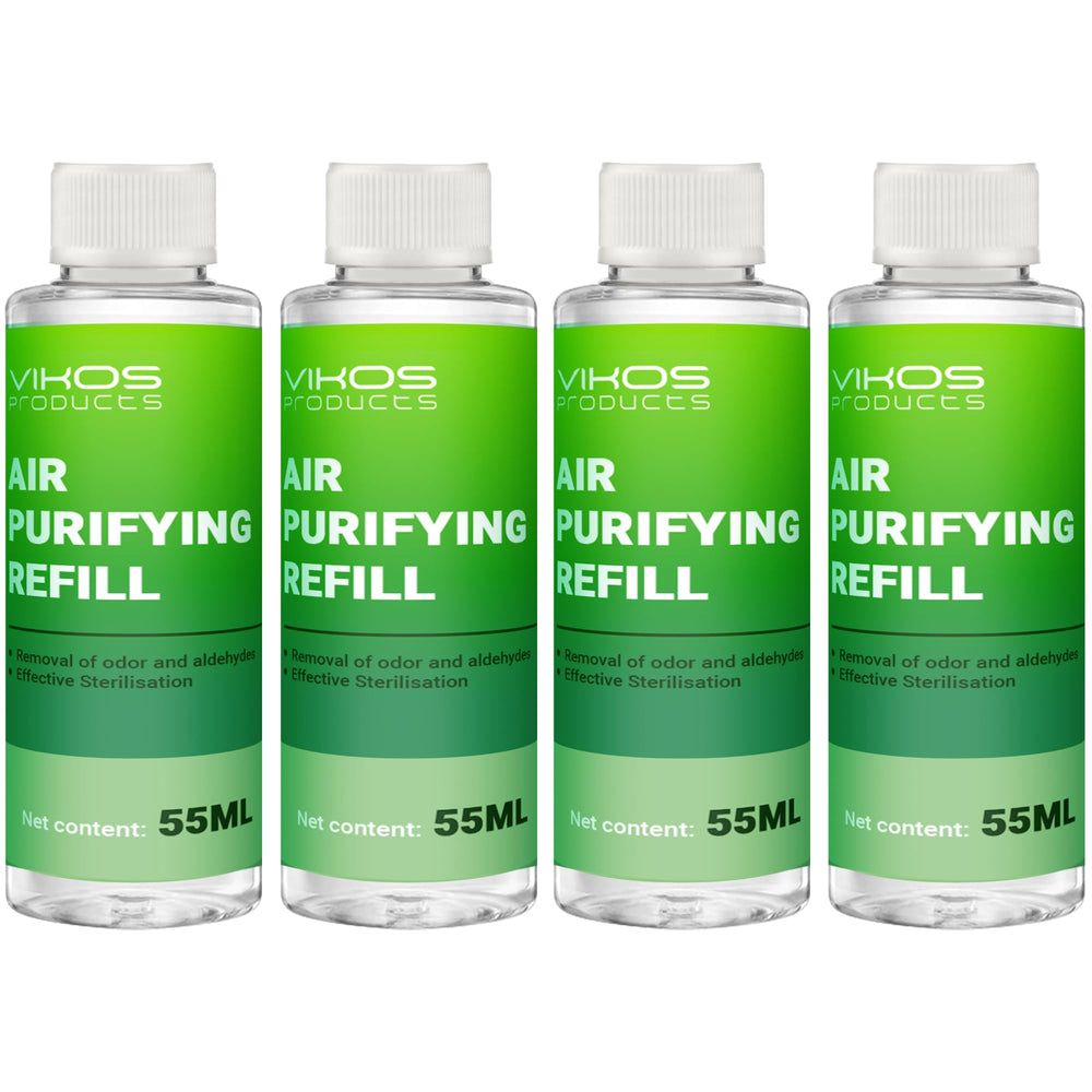 VIKOS cat litter deodorizer lemon refill 55ml four-pack delivering long-lasting odor control.