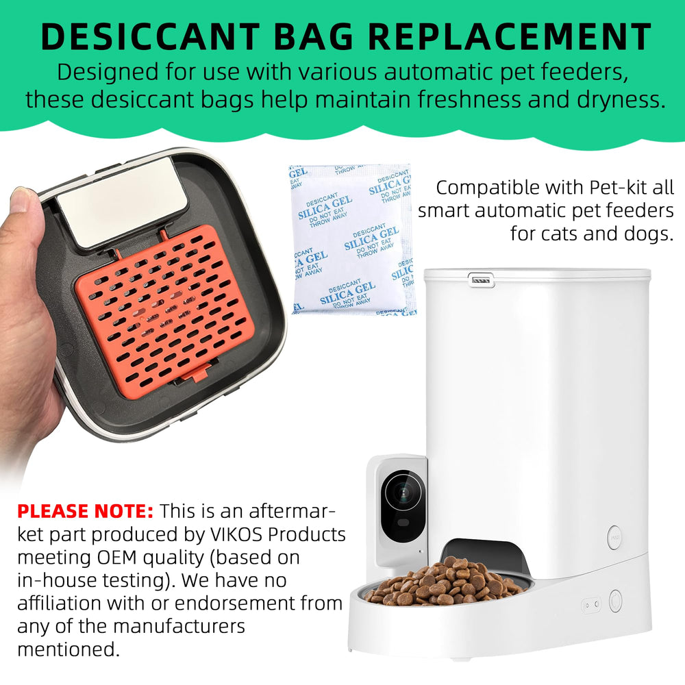 VIKOS Pet-kit auto-feeder desiccant packs maintain moisture-free storage for pet meals