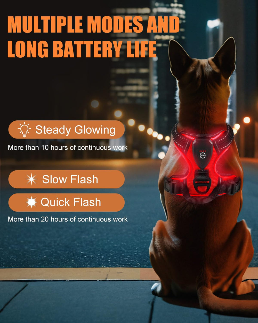 Villabliss light up dog harness led modes boost visibility during night walks