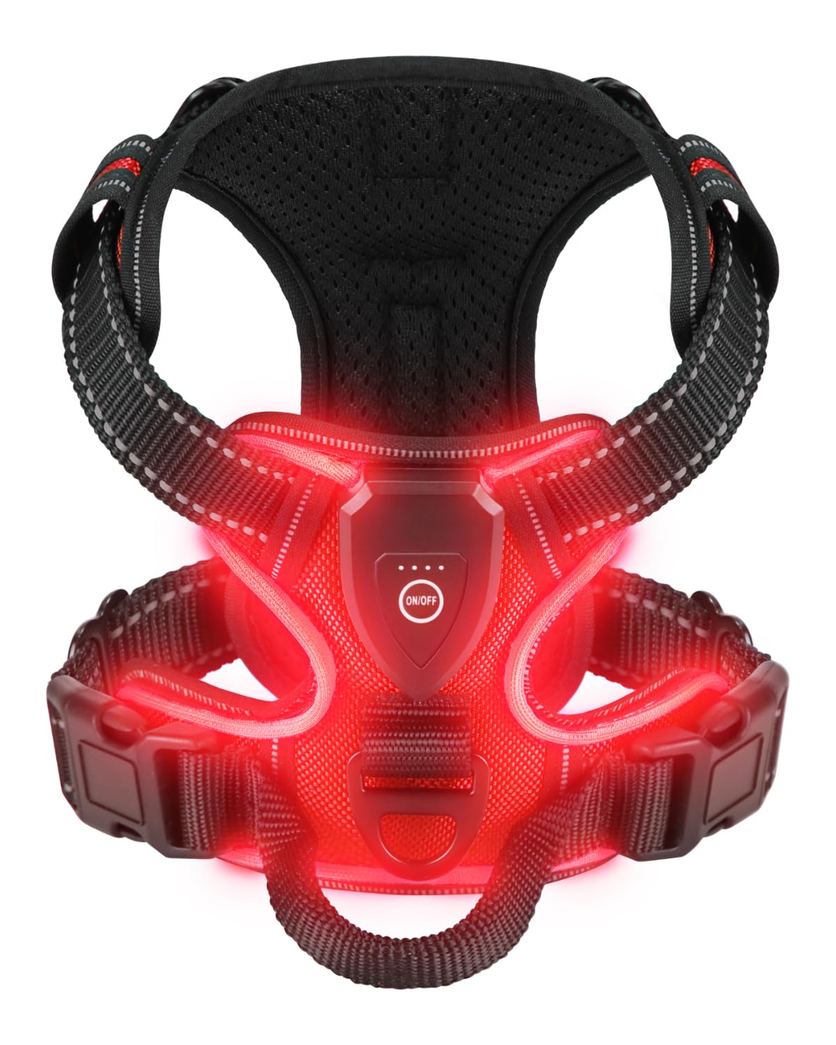 Villabliss light up dog harness red oxford cloth for durable outdoor adventures