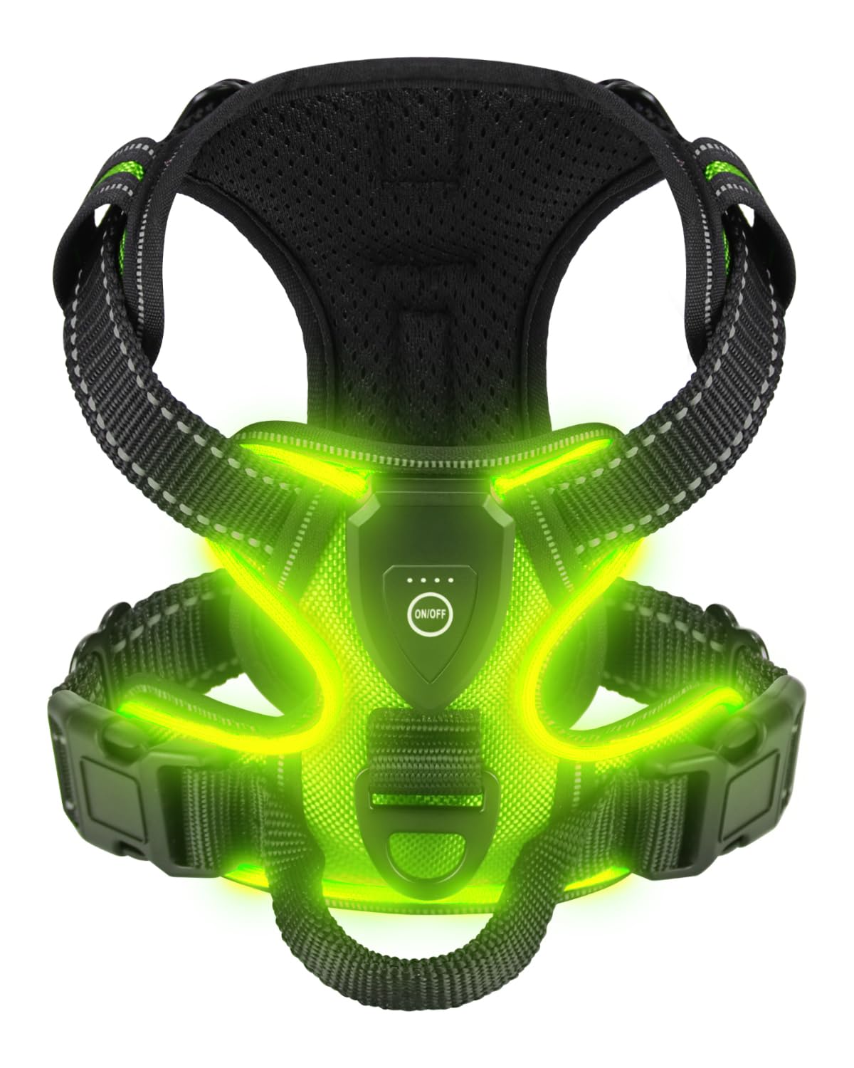 Villabliss lighted harness back view for nighttime visibility during walks