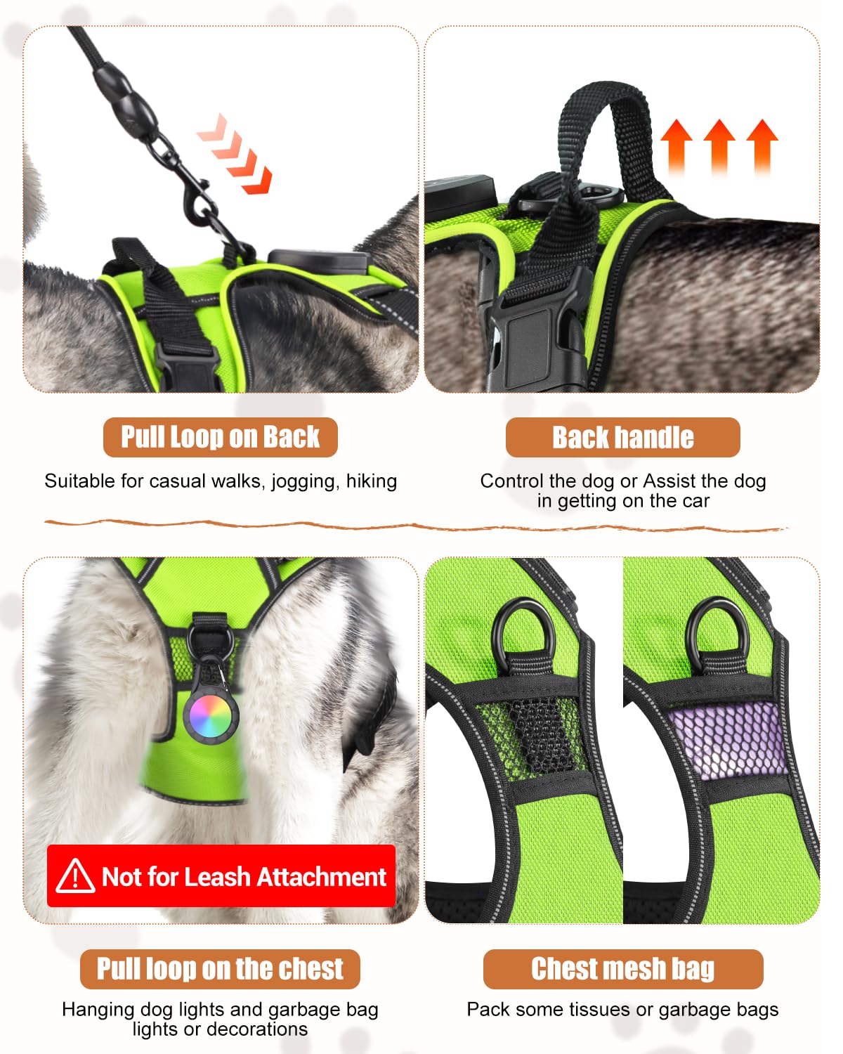 Villabliss lighted harness breathable inner panel for comfortable wear