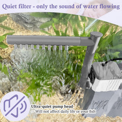 VILLNO 10W filter output with aeration bubbles promoting oxygenation.