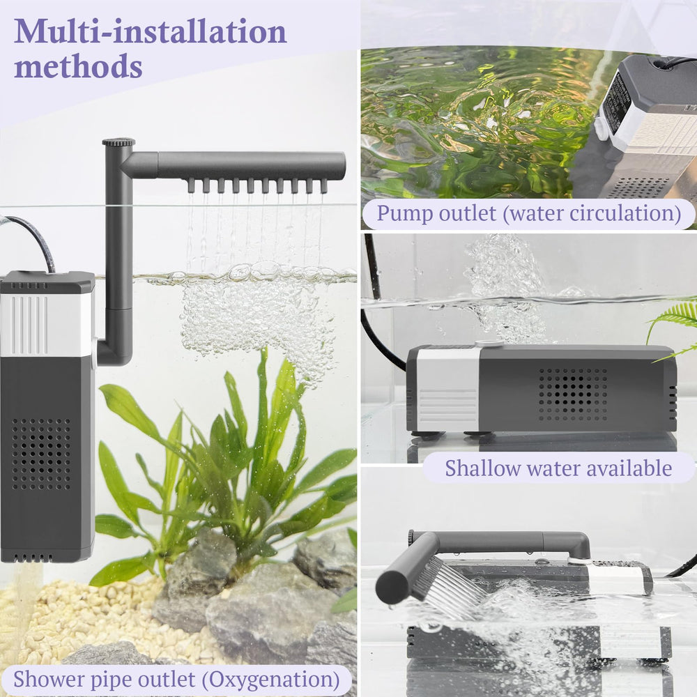 VILLNO 10W filter compact design suitable for 10-35 gallon tanks.
