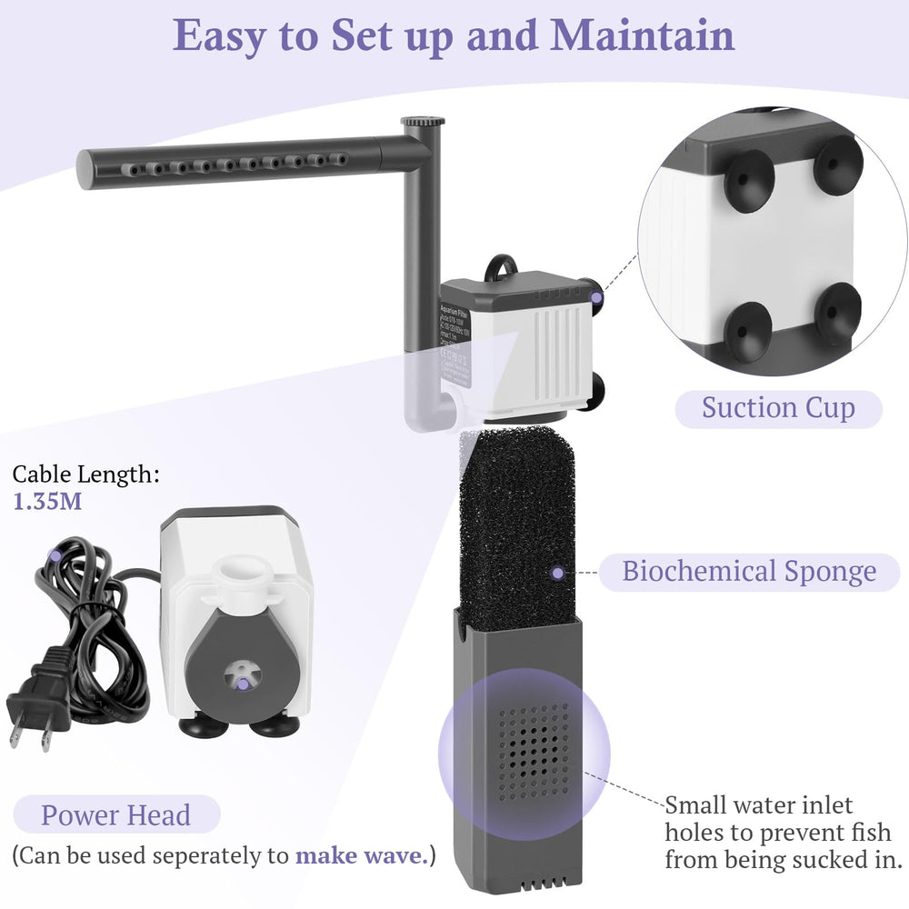 VILLNO 10W filter in a freshwater-turtle setup demonstrating tank compatibility.