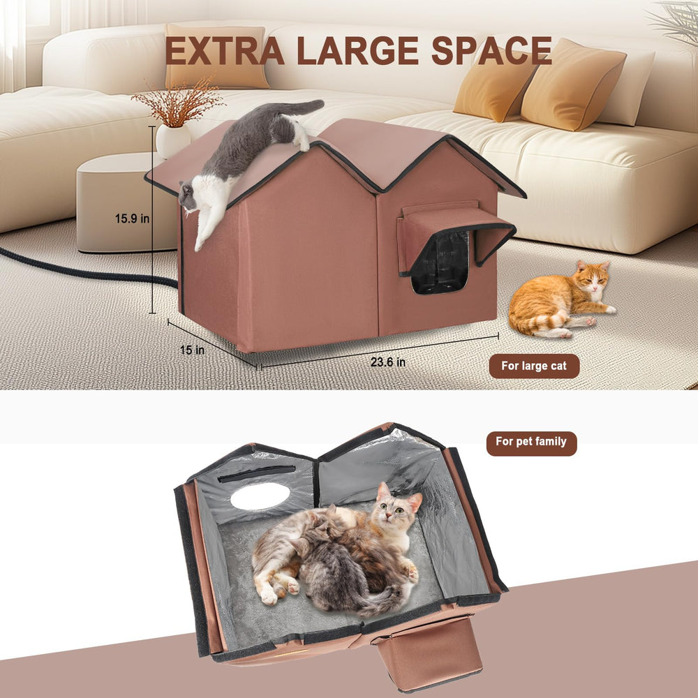 VILRAK cat house ample-space-two-to-three-cats image showcases roomy interior for two to three pets.