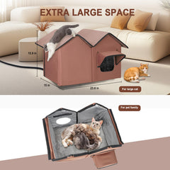 VILRAK cat house ample-space-two-to-three-cats image showcases roomy interior for two to three pets.