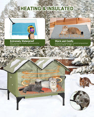 VILRAK elevated base cat house keeps cats dry by lifting them off wet ground.