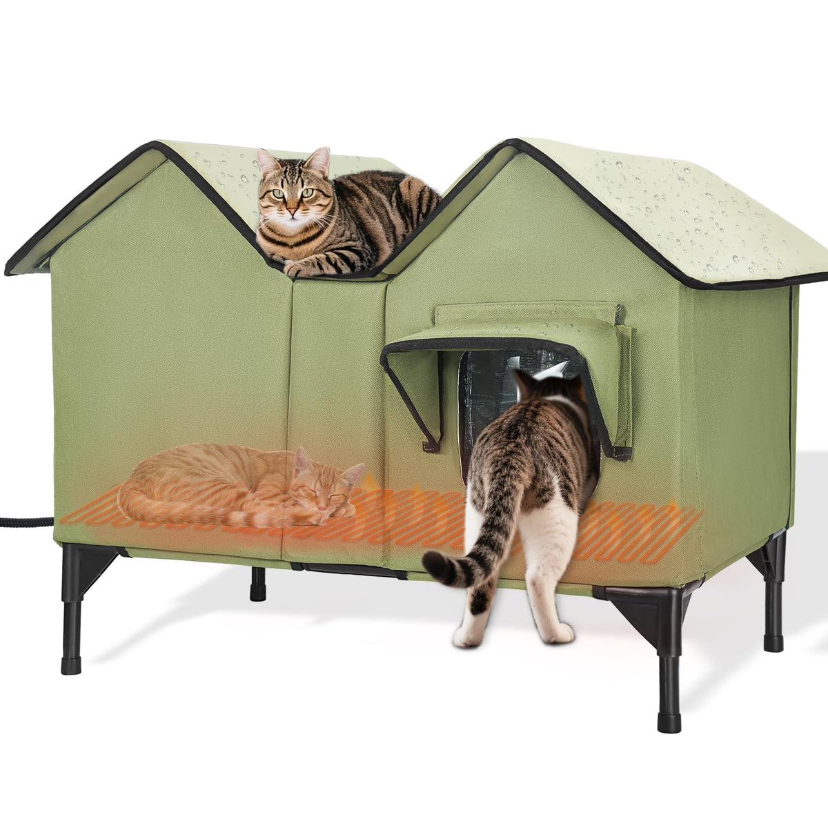 VILRAK extra-large heated cat house outdoor assembly shows quick setup