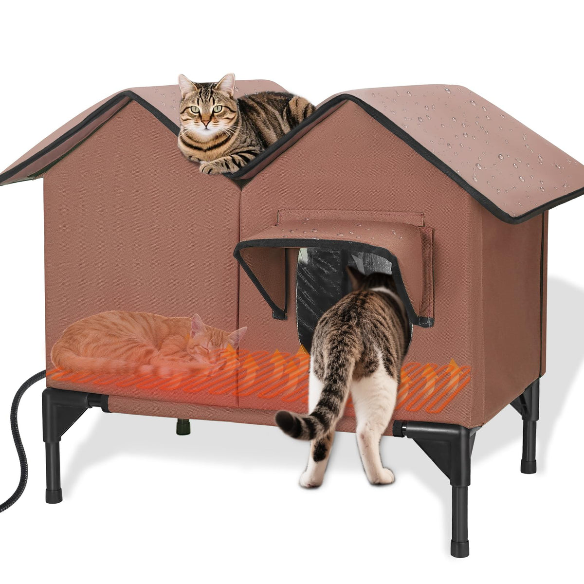VILRAK large heated cat house outdoor-assembly shows easy setup and sturdy weatherproof panels.