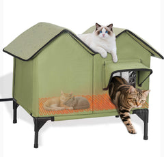 VILRAK large heated cat house outdoors exterior provides a warm, sheltered space for winter felines.