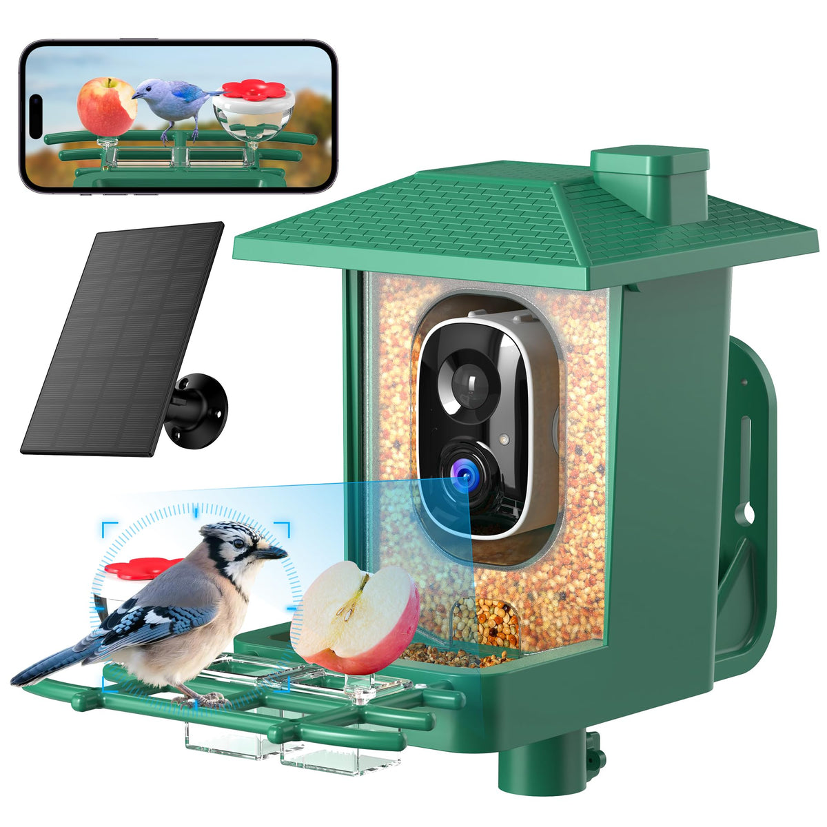 VIMKIM bird feeder camera outdoor solar front view for backyard birdwatching