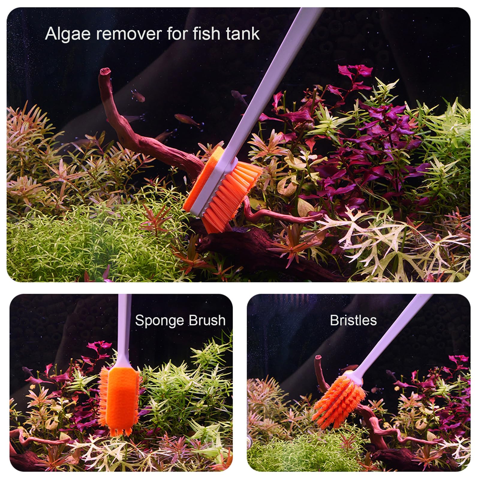 Vimvins cleaner shown with scrubber head for efficient algae removal