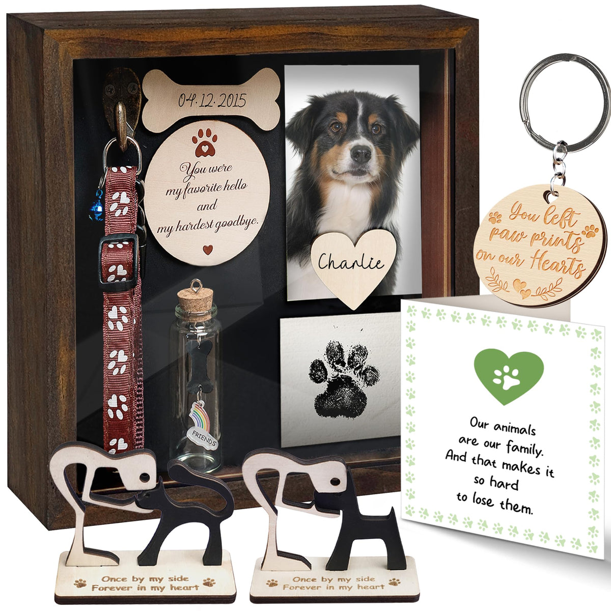 Vinatimes pet memorial shadow box showcases memories on display shelf or wall.