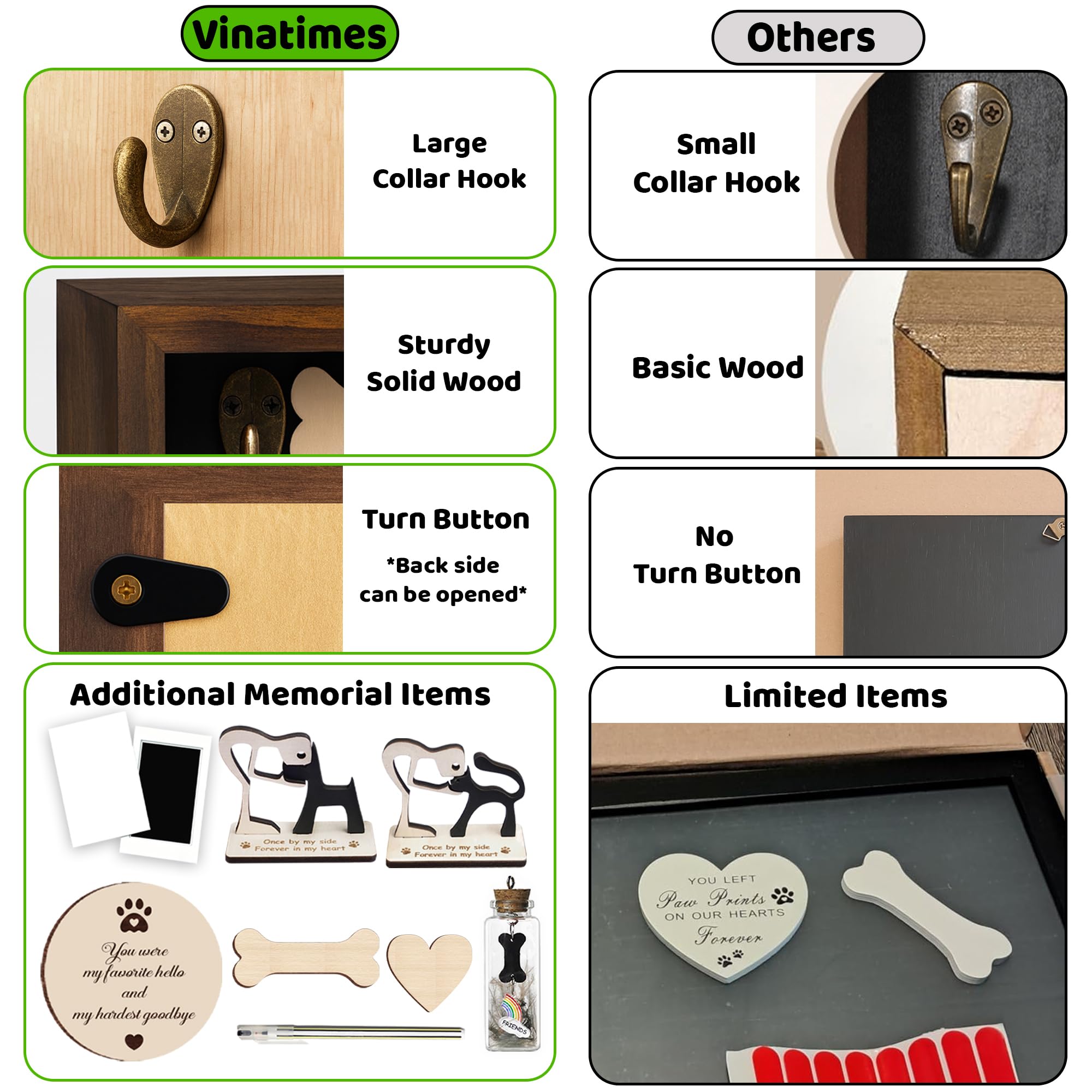 Vinatimes shadow box acrylic front cover brightens the keepsake display.