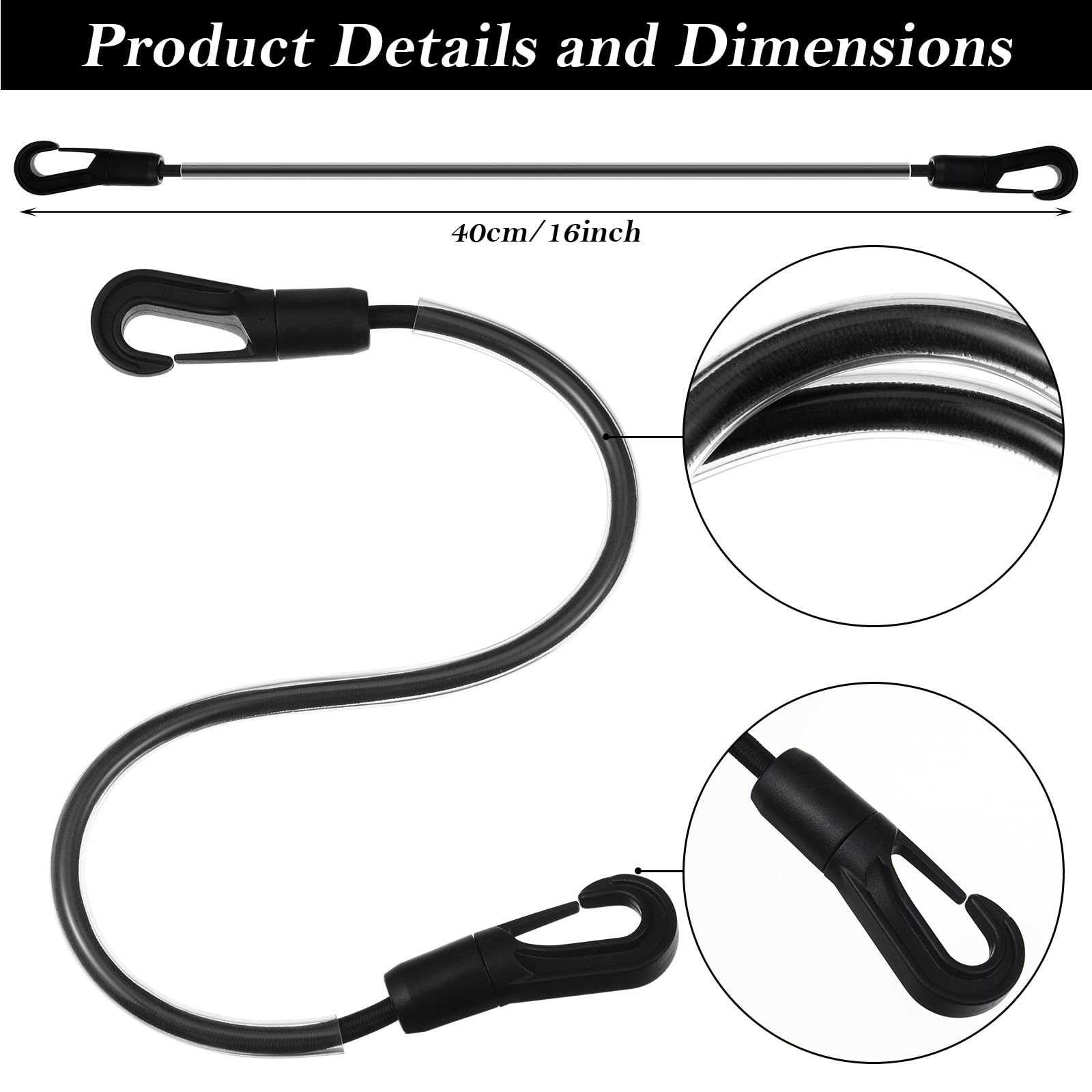 Vincreem elastic-ended strap shows double-ended clips for quick attachment