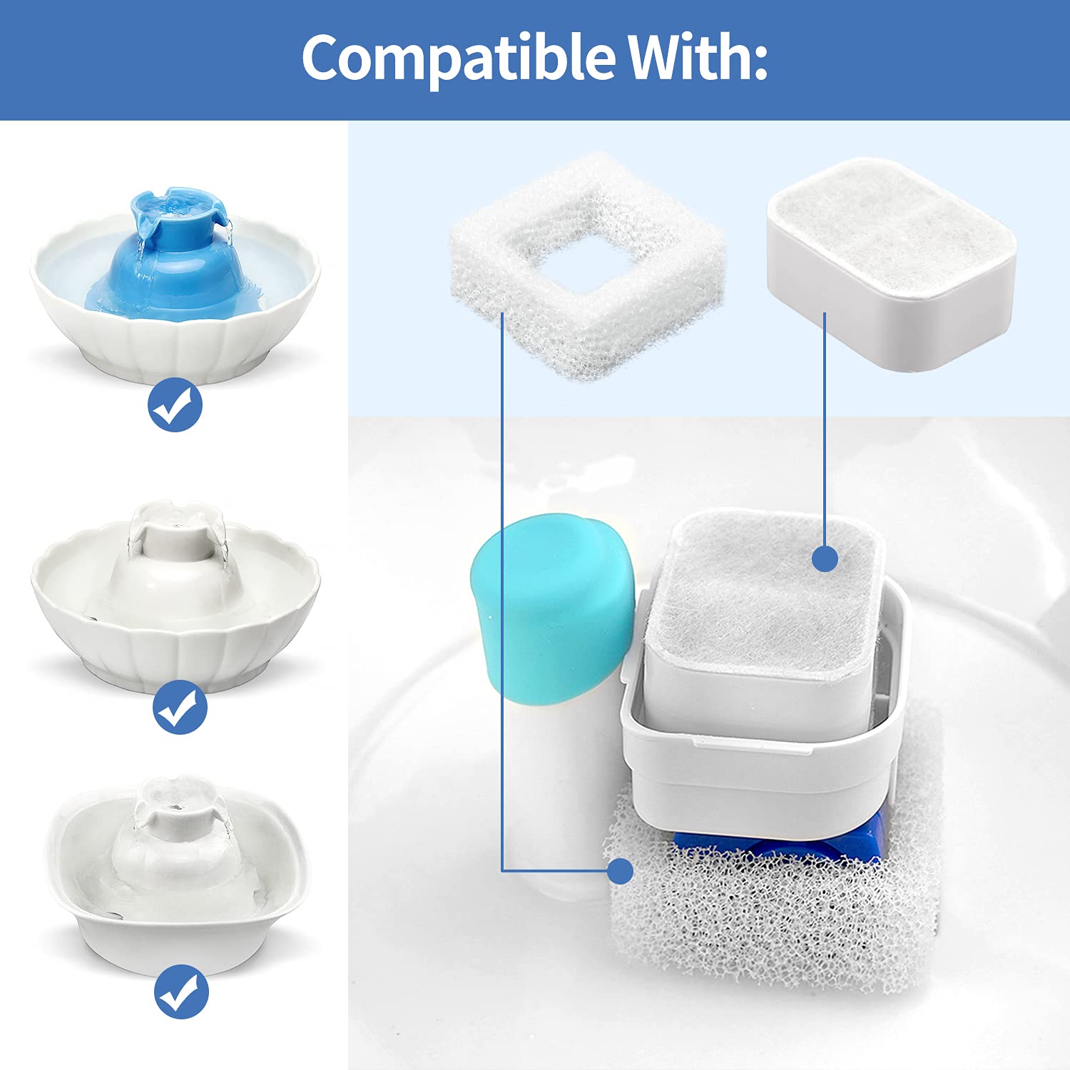 VinDox 8 carbon filters for Tritone fountain purify water quality and taste.