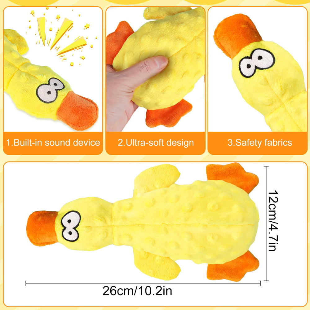 Vingtank Calming Duck Toy yellow close-up shows soft velvet texture for gentle chewing
