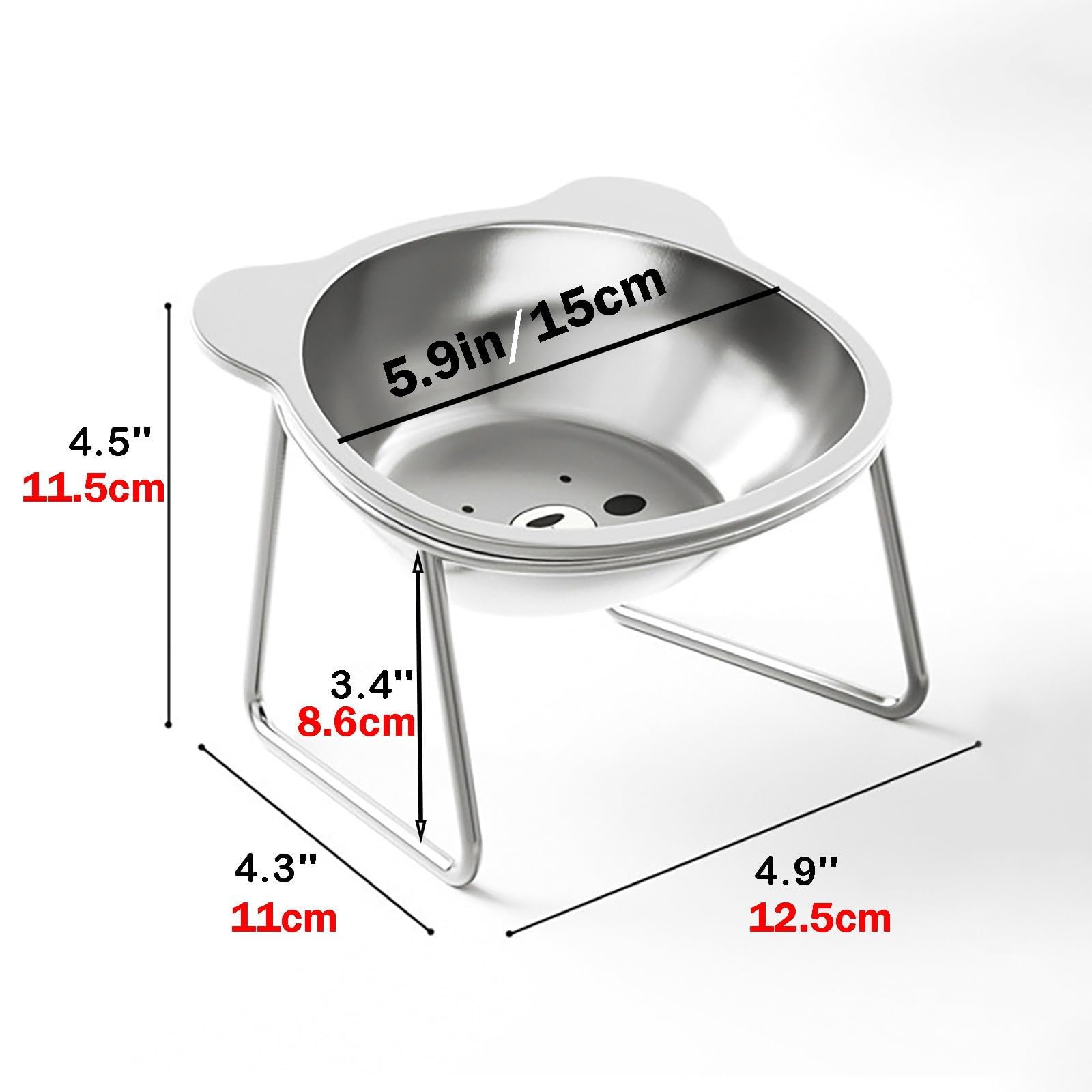 Vinqki cuenco elevado anti-vomito con inclinación ergonómica para gatos.