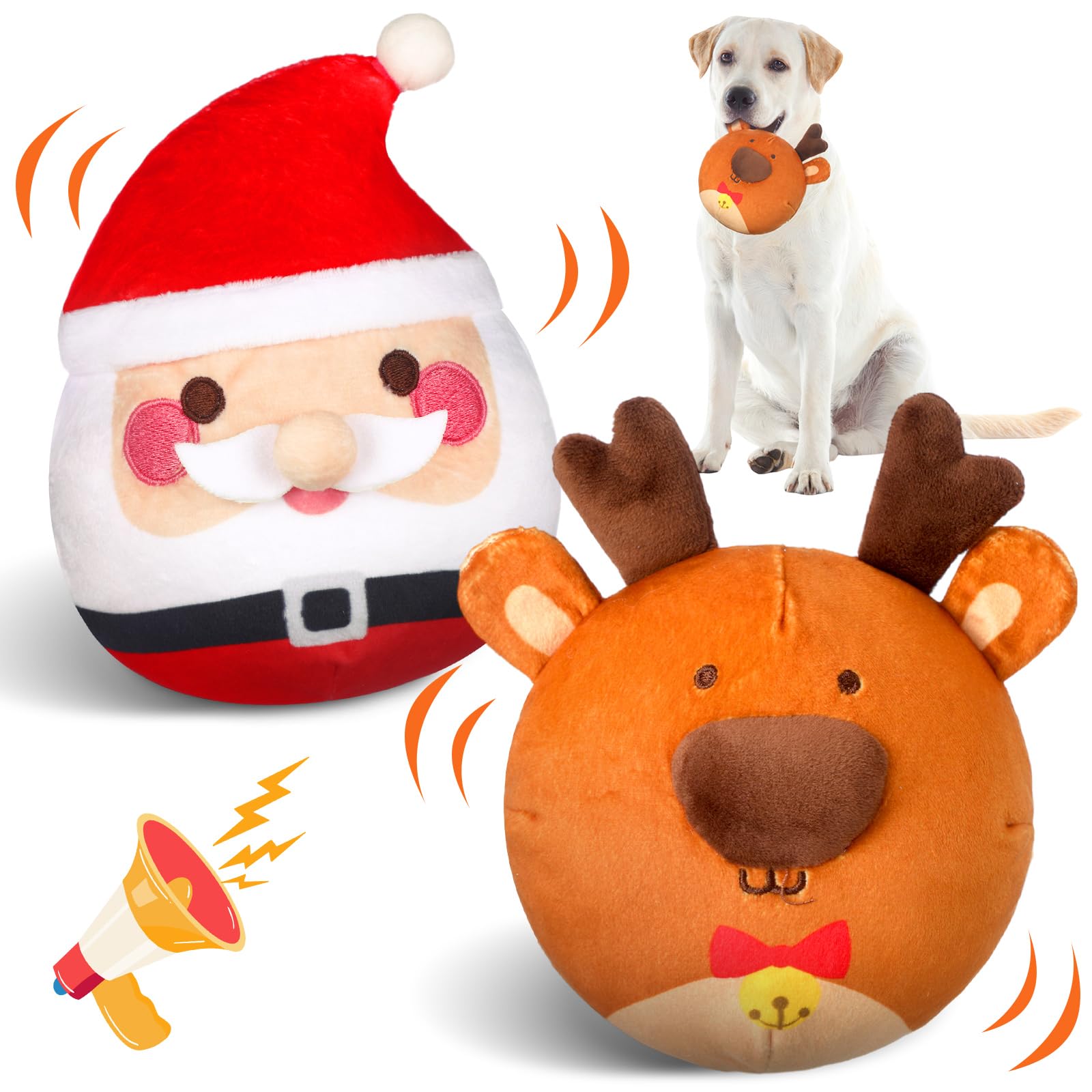Vinsot Christmas dog ball Santa cover for engaging indoor play.