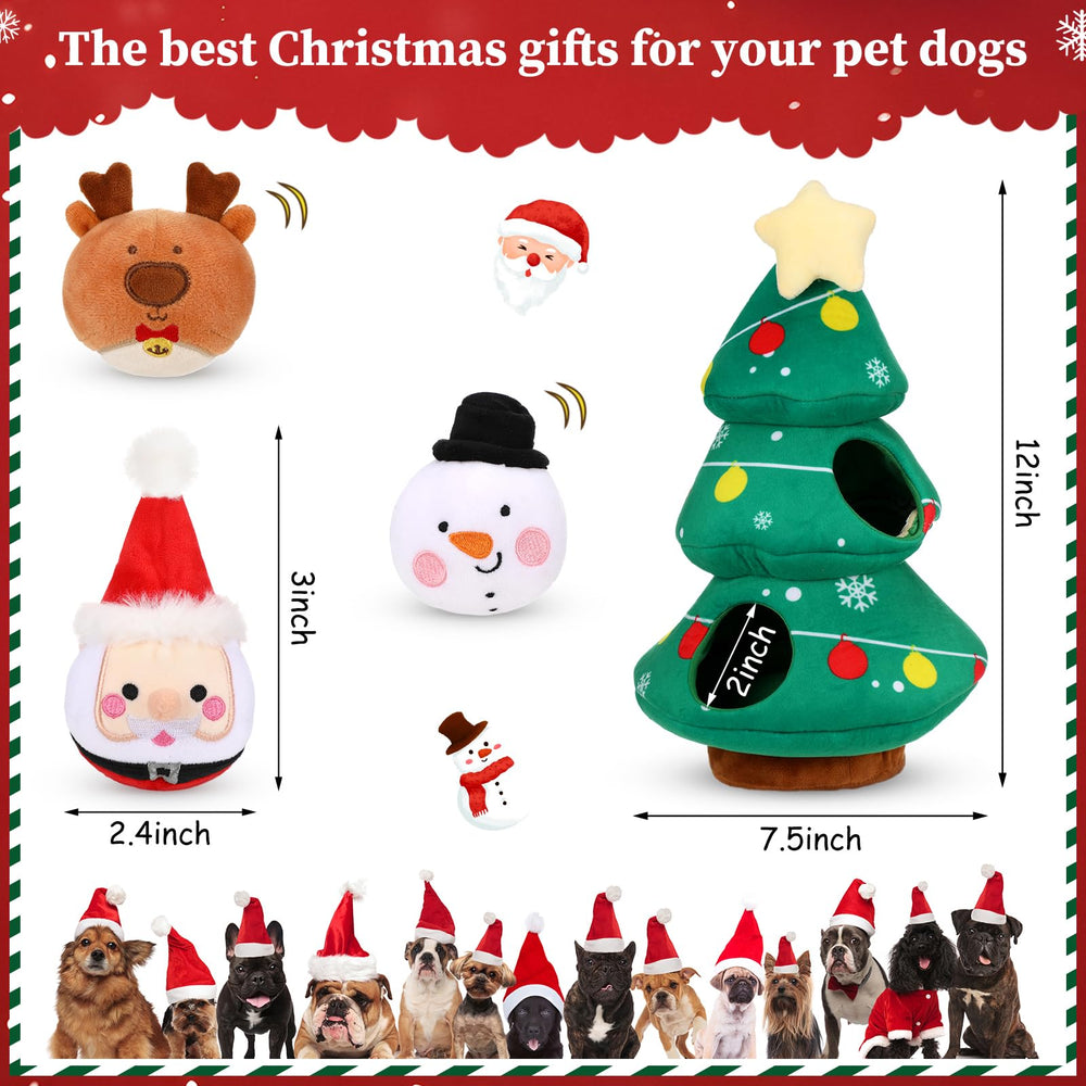 Vinsot Christmas dog toy Santa closeup—plush squeaker for interactive play