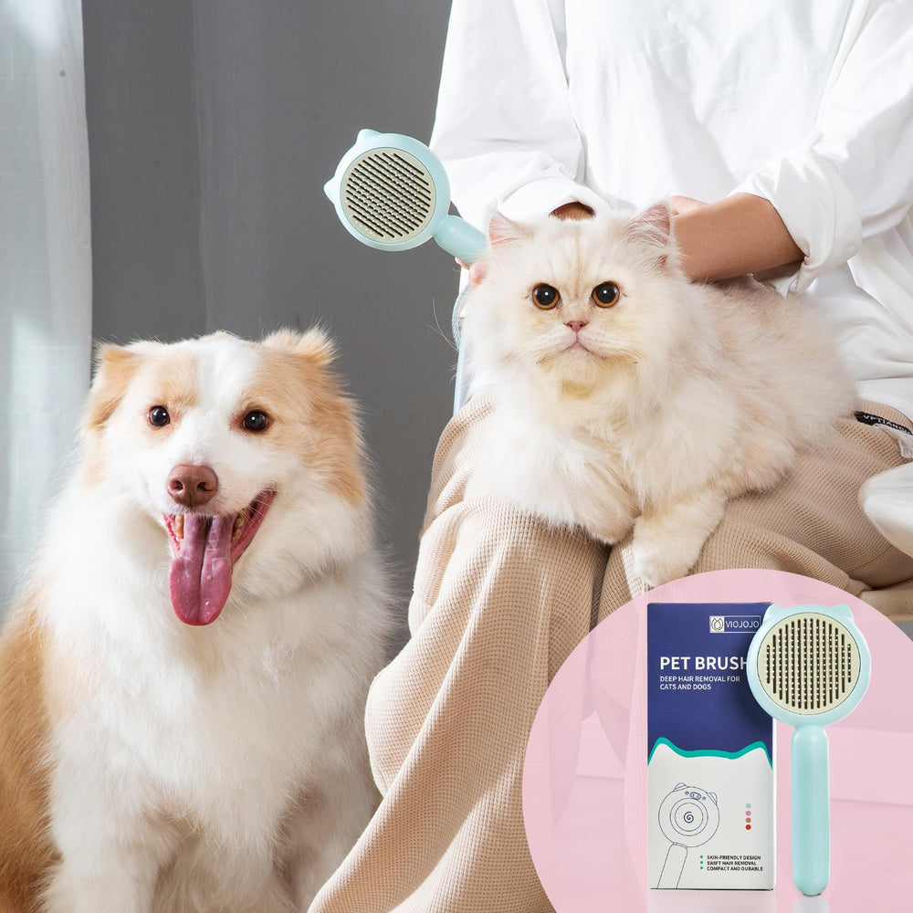 VIOJOJO self-cleaning cat brush for quick maintenance after grooming