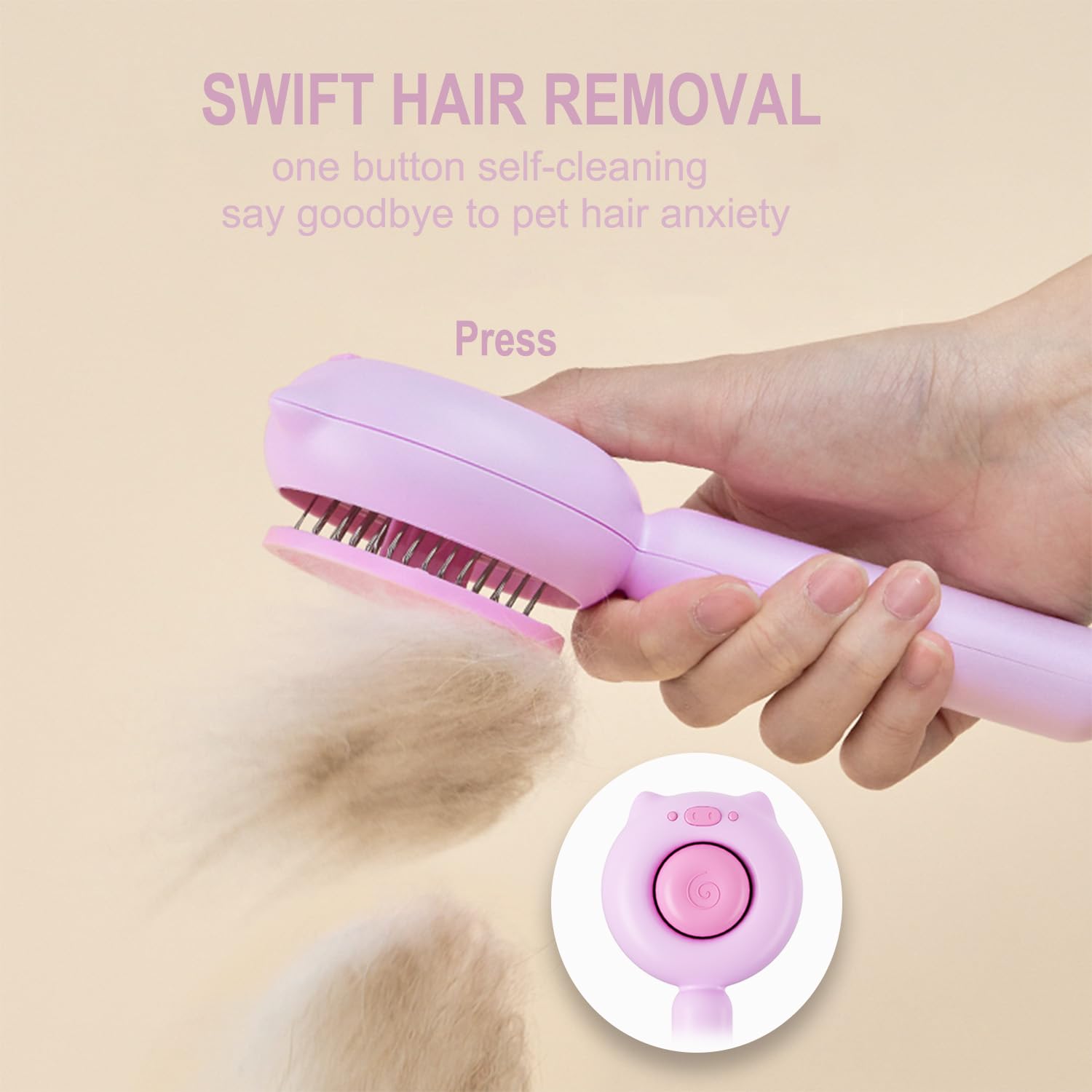 VIOJOJO skin-friendly dog brush with rubber tips, gentle shedding control