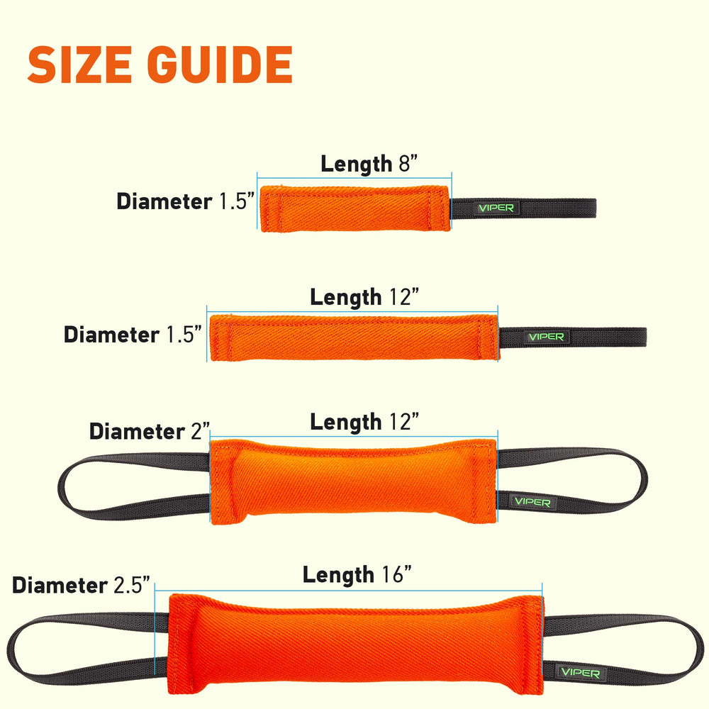 Viper K9 tug toy exterior in orange, crafted for supervised interactive play.
