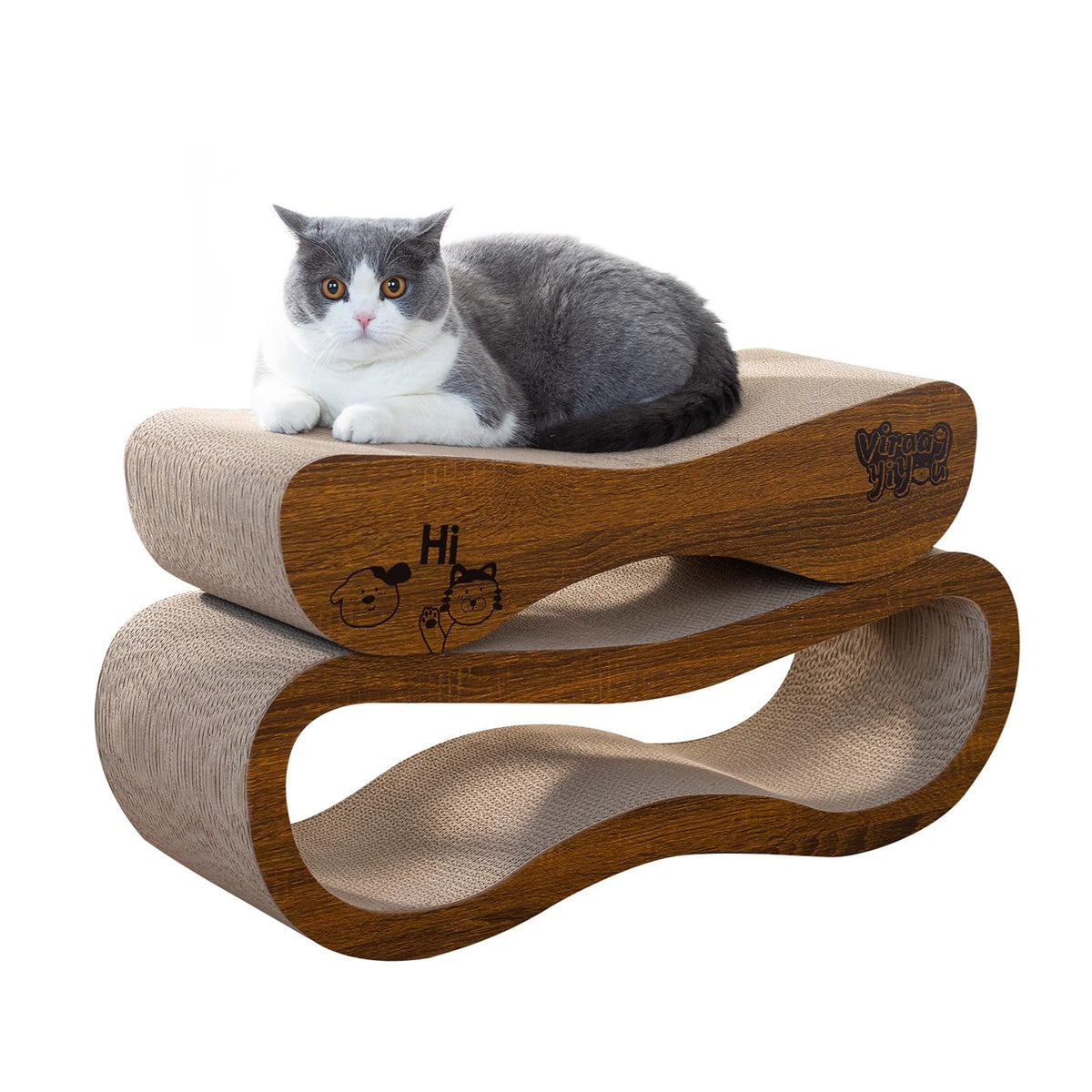 VIRAAGYIYOU cat-scratcher-2in1-horizontal-pad: durable cardboard for long-lasting scratching sessions.