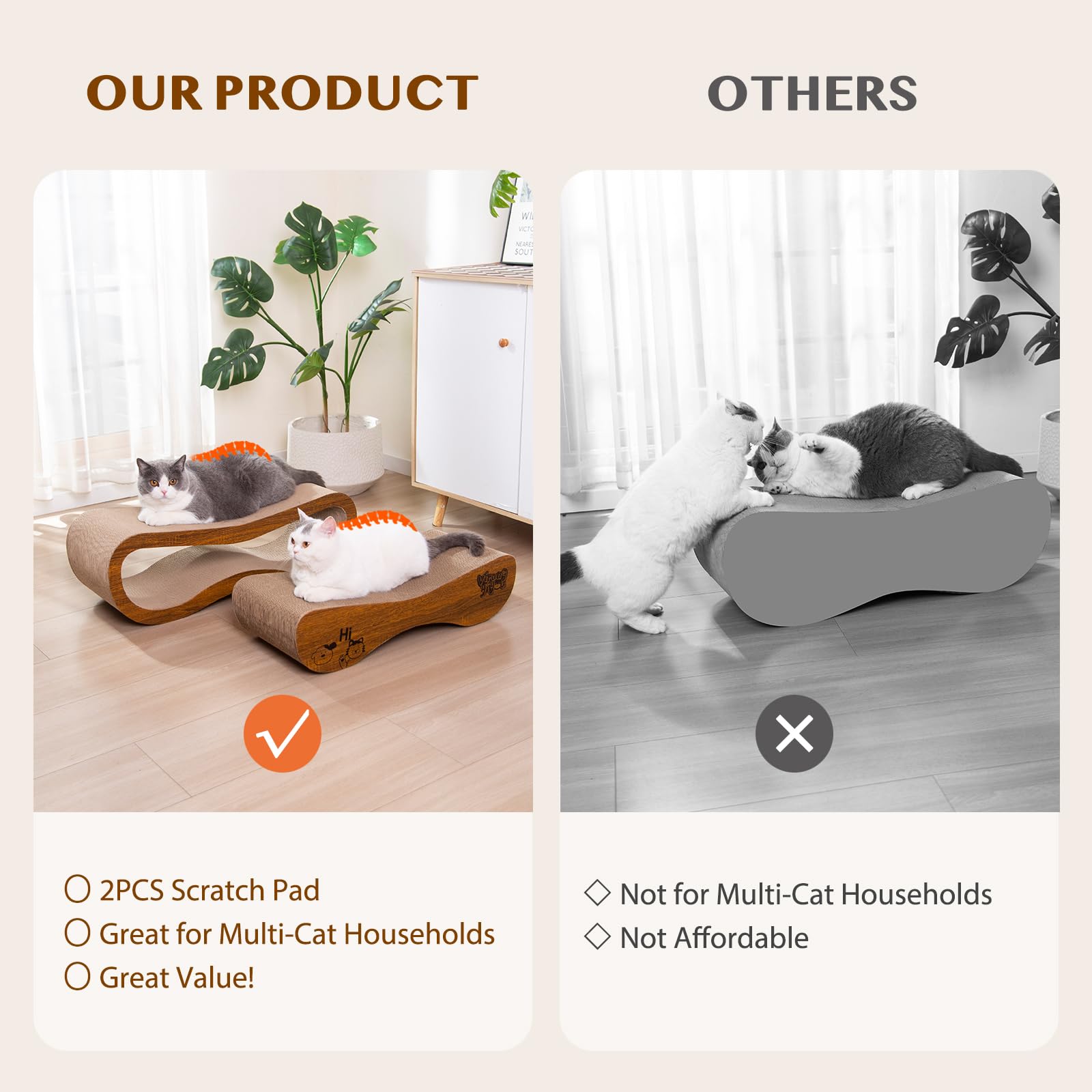 VIRAAGYIYOU cat-scratcher-curved-bed-design: cat-friendly curves invite lounging and scratching.