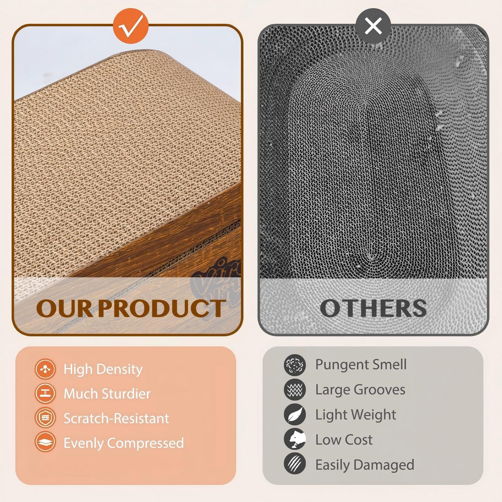 VIRAAGYIYOU cat-scratcher-two-independent-pads: supports multiple cats without competition.