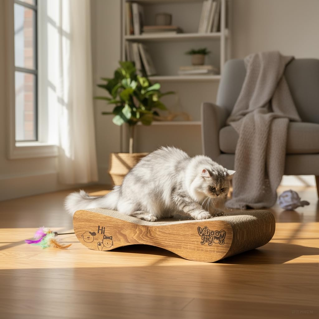 Viraagyiyou small scratcher board side view emphasizing space efficiency