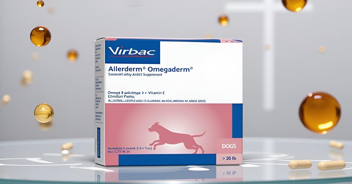 Virbac Allerderm Omega at-home use image showing convenient, veterinarian-recommended skin support routine