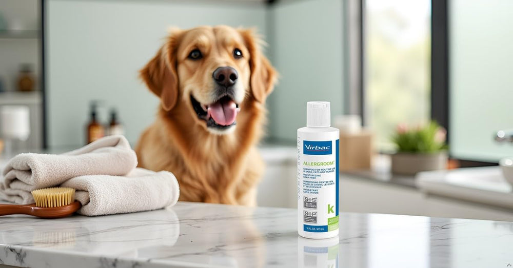 Virbac Allergroom skin coat condition close-up showing healthy fur.