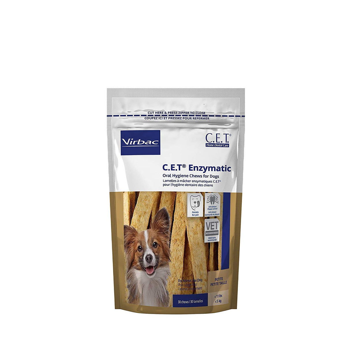 Virbac C.E.T. enzymatic chews for small dogs in packaging, convenient daily dental care.