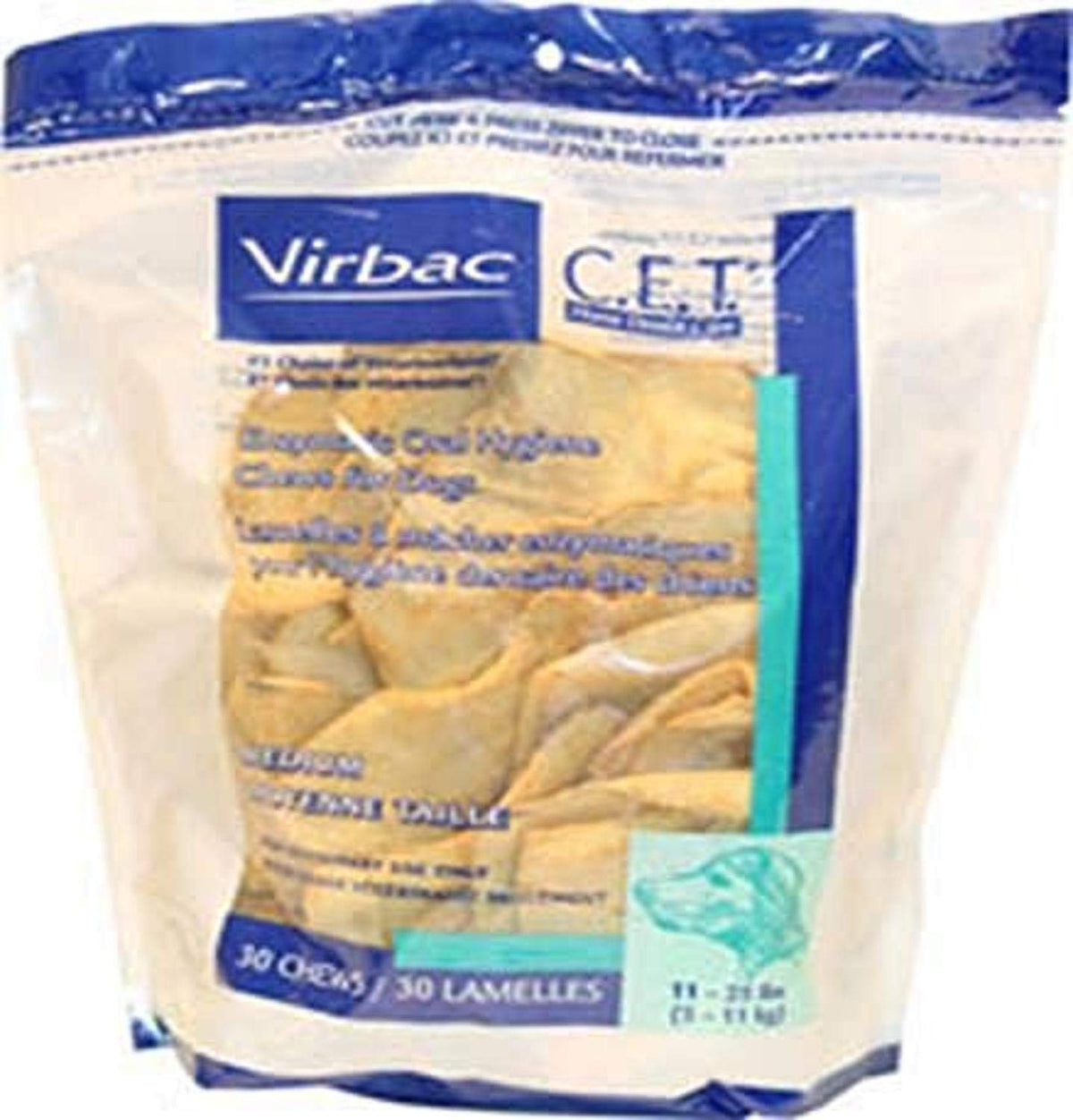 Virbac C.E.T. enzymatic dog chews for large breeds, promotes dental care and fresh breath.