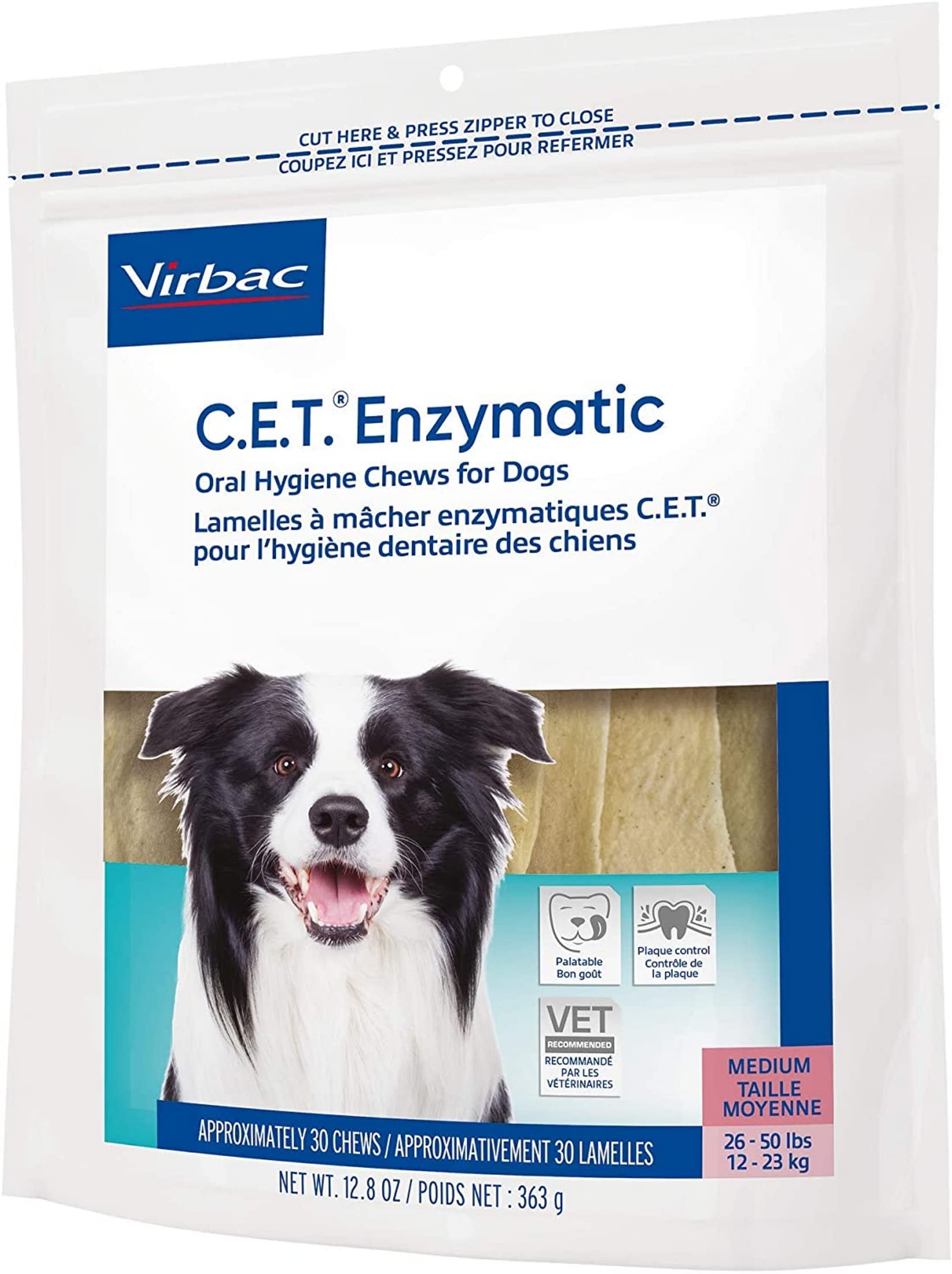 Virbac C.E.T. enzymatic chews medium dog vet-recommended dental care