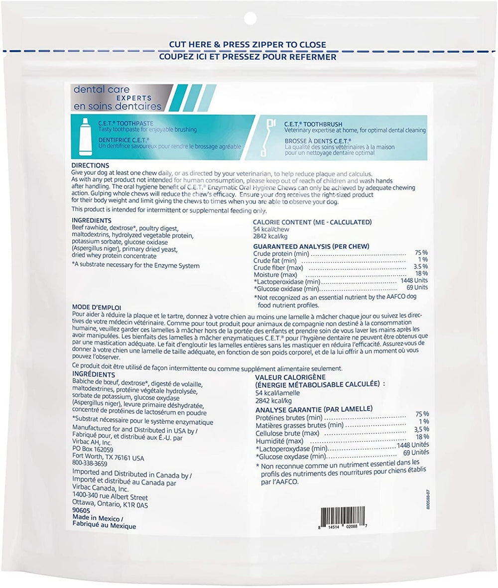 Virbac C.E.T. enzymatic chews medium dog poultry flavor appeals to dogs