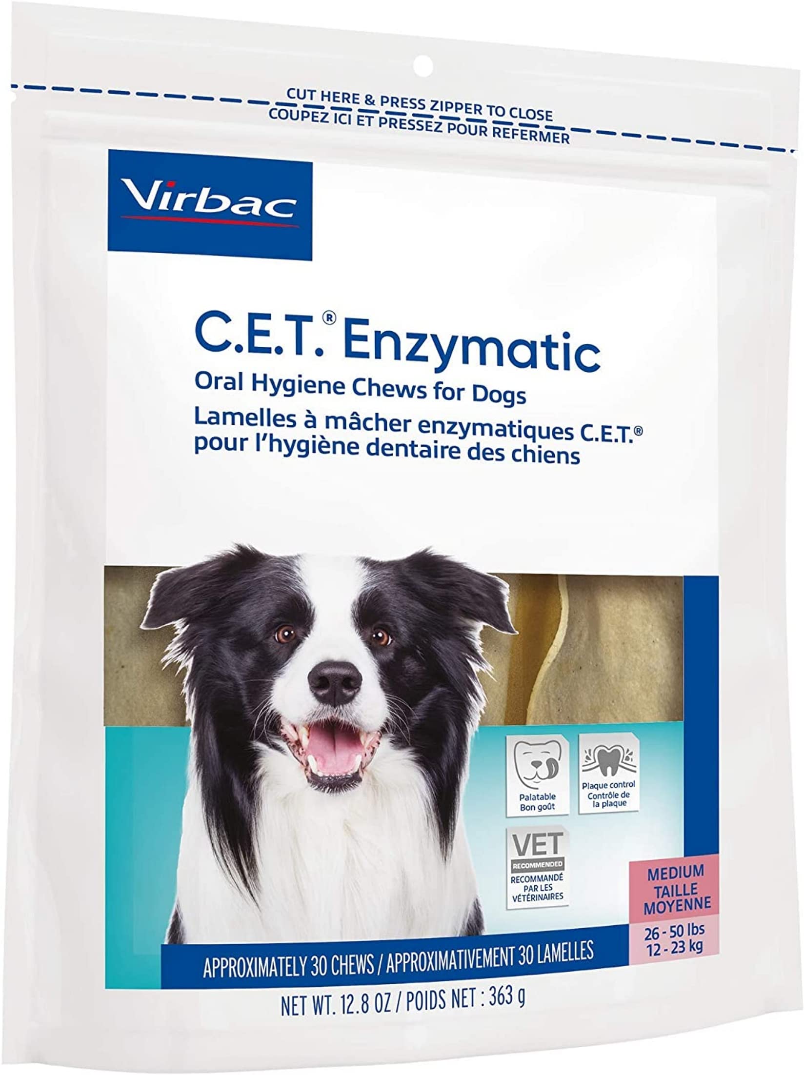 Virbac C.E.T. enzymatic chews medium dog vet-recommended chews for routine care