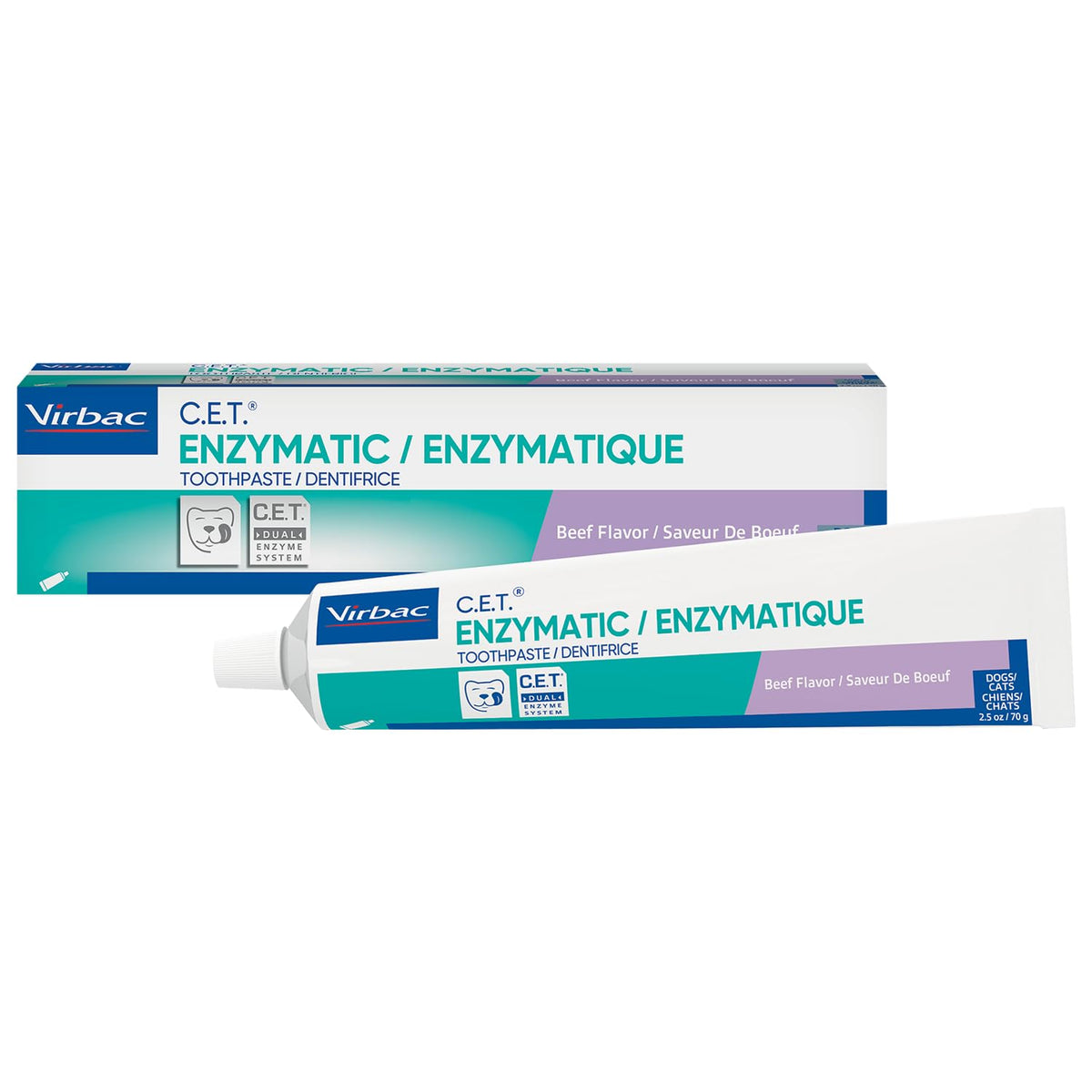 Virbac CET enzymatic toothpaste for dogs and cats in beef flavor 2.5 oz tube