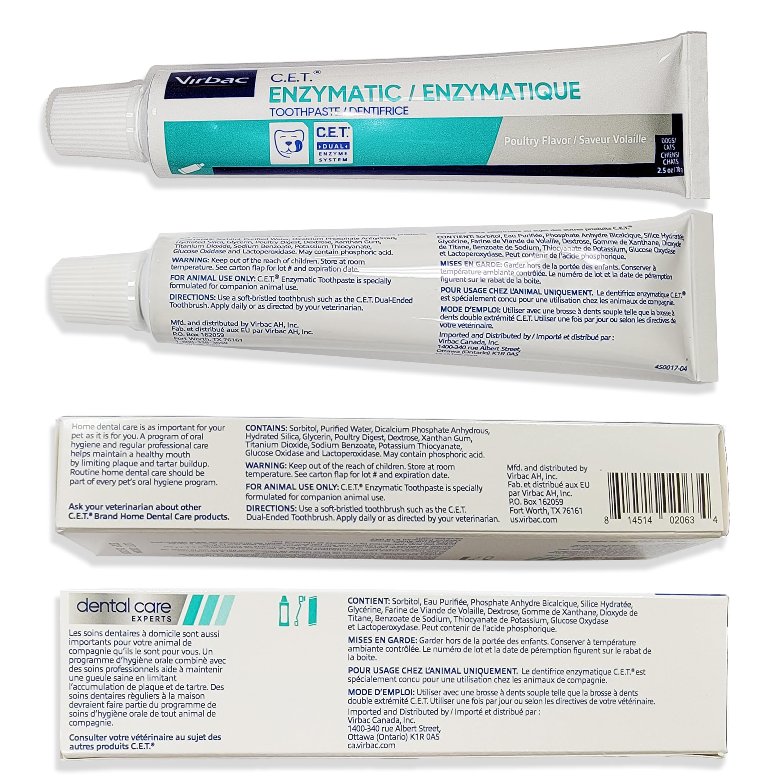 Virbac CET poultry-flavored toothpaste 2.5 oz supports enzymatic cleaning.
