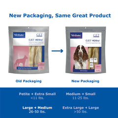 Virbac C.E.T. HEXtra Premium beef hide texture supports plaque reduction during chew