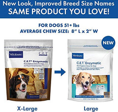 Virbac C.E.T. enzymatic chews large-dog close-up shows enzyme action for dental care.