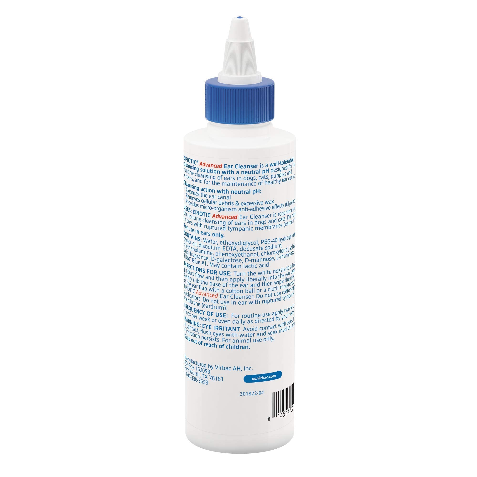 Virbac Epi-Otic Advanced Ear Cleanser packaging highlights the neutral pH formula.