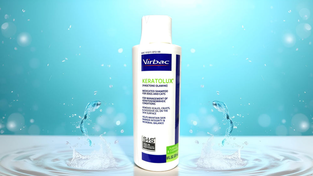 Virbac Keratolux lather closeup with creamy foam for thorough cleansing