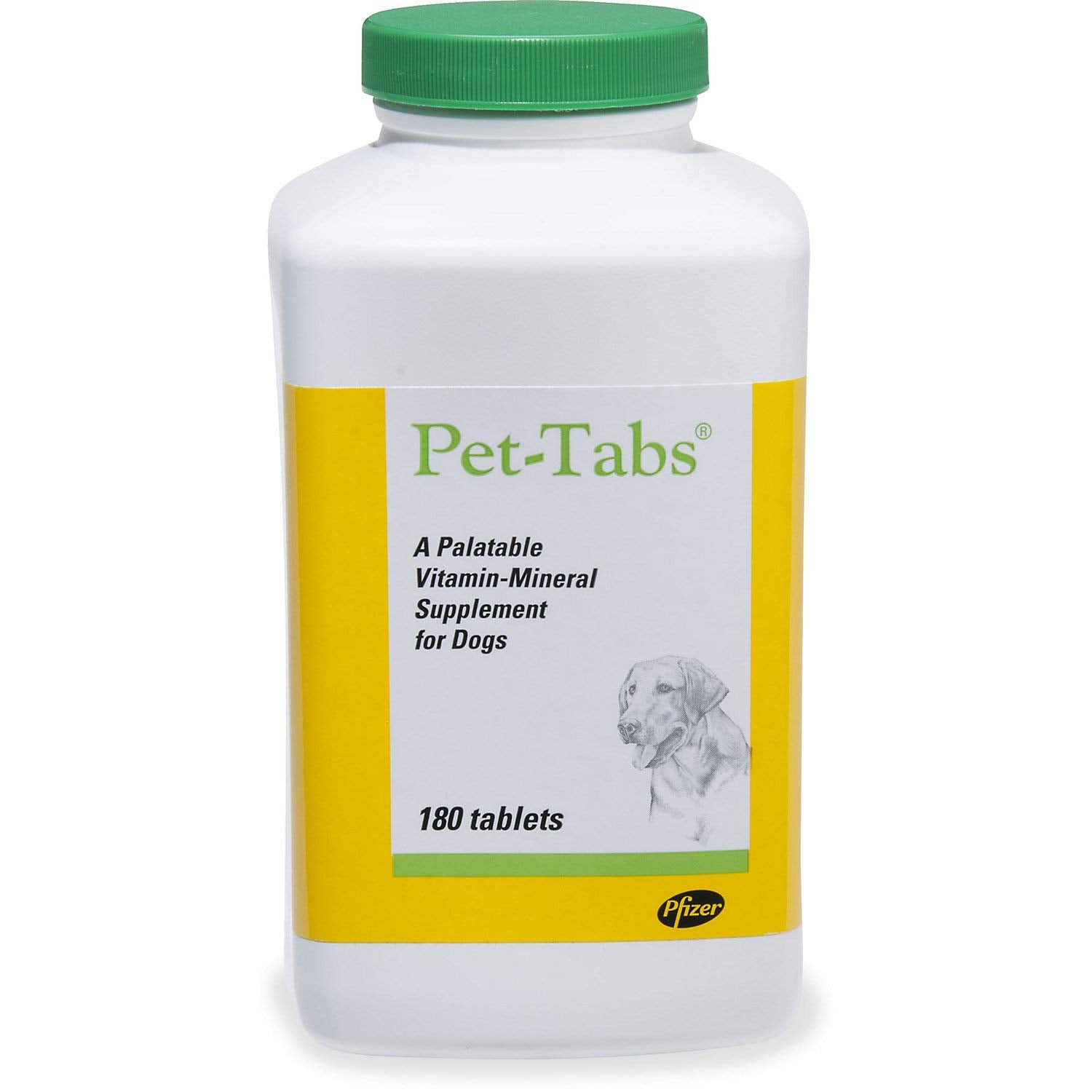 Virbac Pet Tabs Original Formula bottle shows a daily vitamin supplement for dogs supporting energy and coat health.