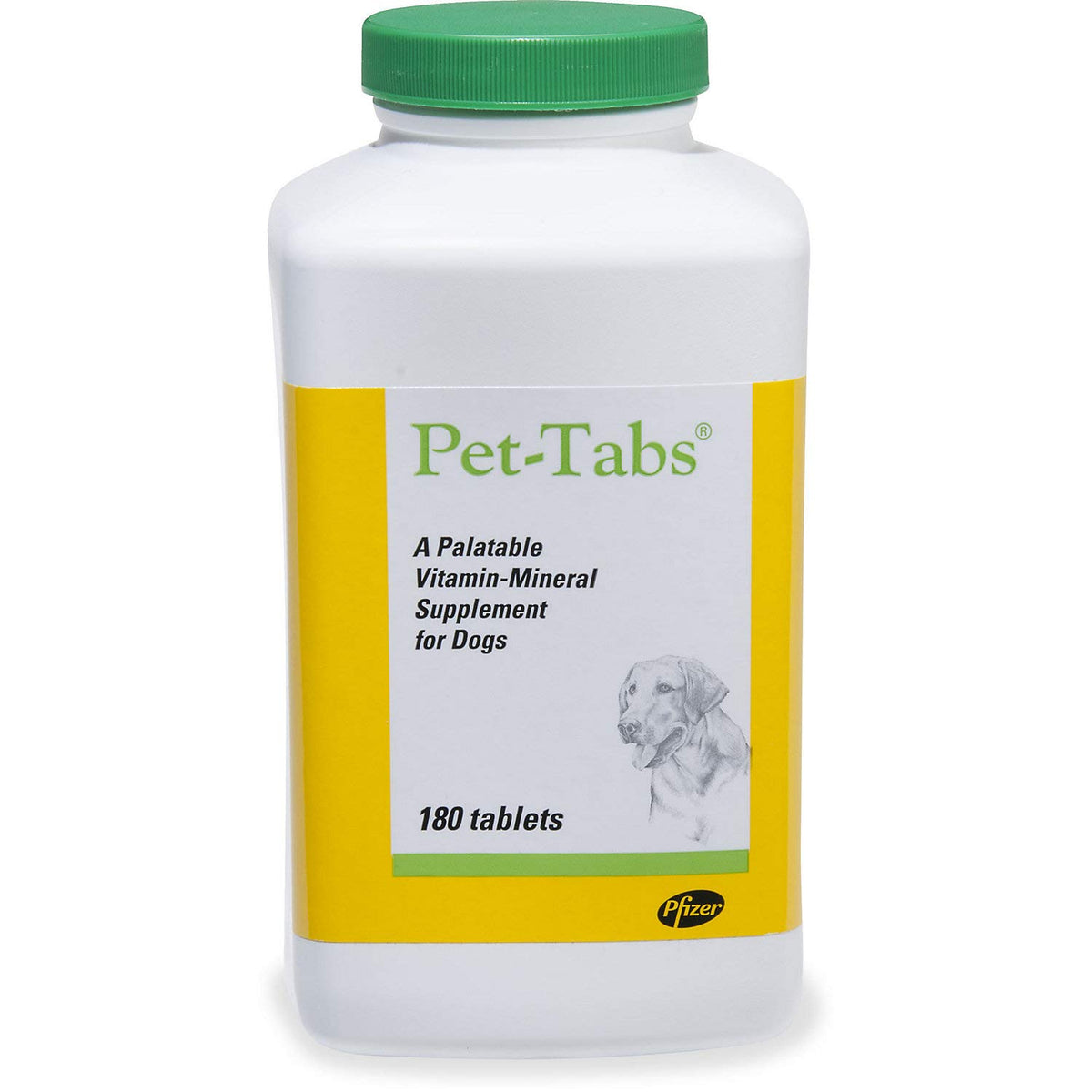 Virbac Pet Tabs Original Formula bottle shows a daily vitamin supplement for dogs supporting energy and coat health.